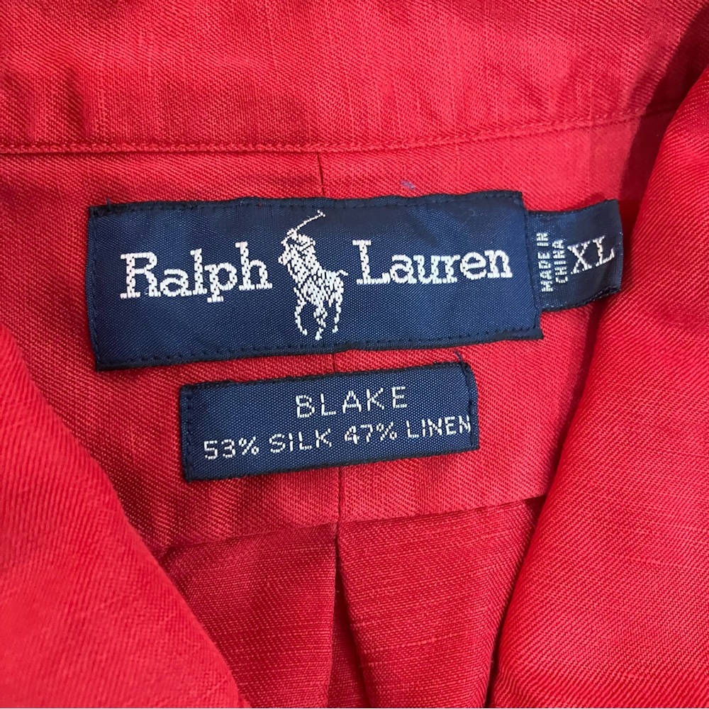 Ralph Lauren Blake Silk Linen Button Up Shirt XL Men’s 90s - Picture 7 of 9